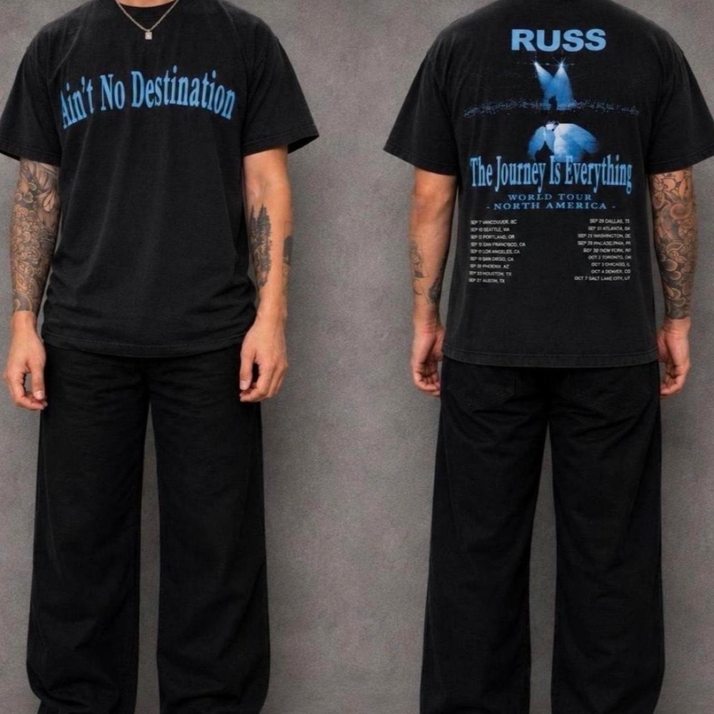 Russ The Journey Is Everything 2022 World Tour Rap Tee Black Medium